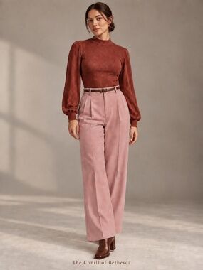 Chocolate USA M Rust Red Ribbed Mock Neck Balloon Sleeve Bodysuit